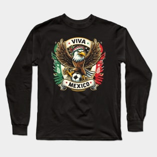 Viva Mexico Futbol Soccer Bald Eagle #1 T-Shirt Long Sleeve T-Shirt